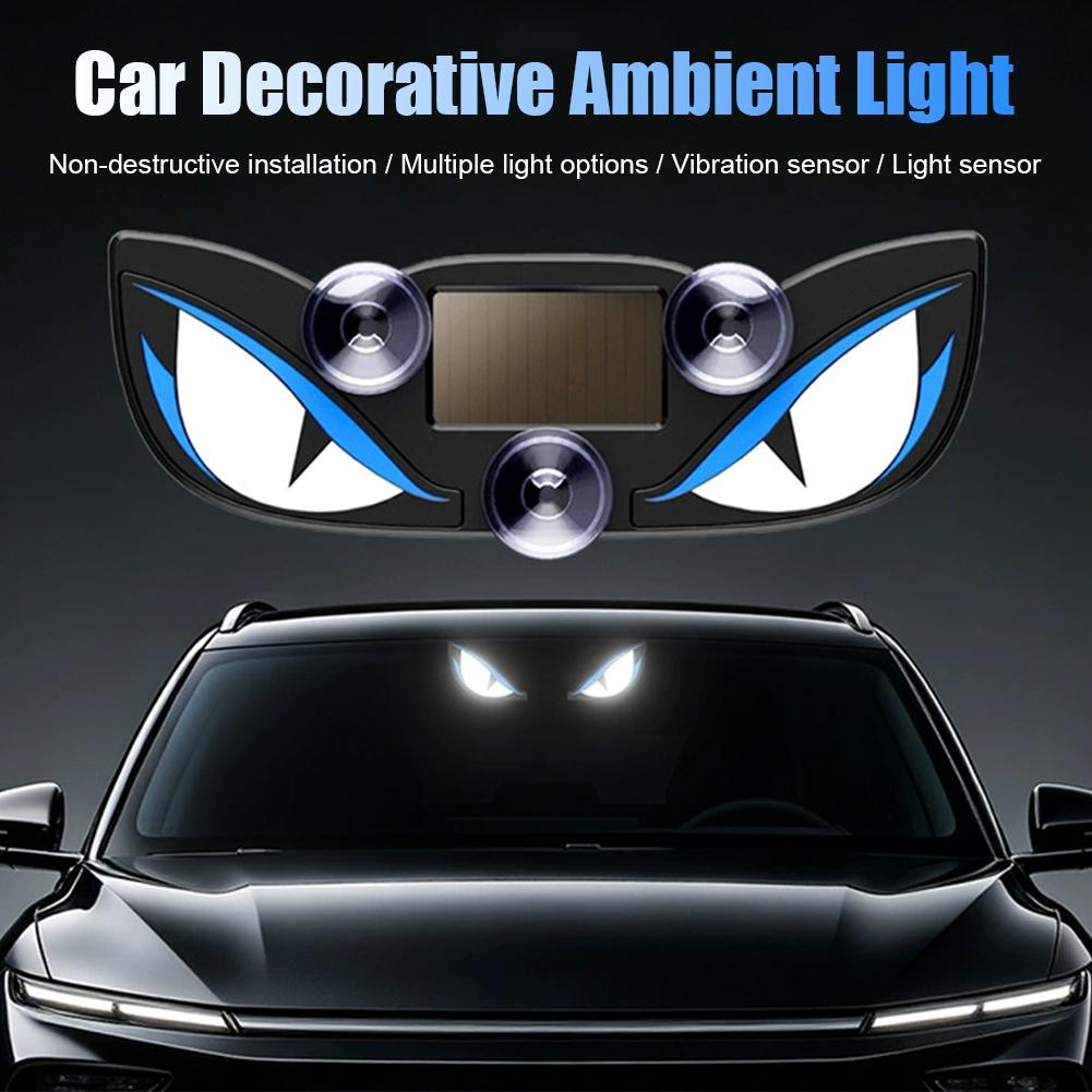 Sos Light Strobe - Solarbetriebene Dämonenauge-LED-Autolampe, dynamisches Teufelsauge, animierte Blinkwarnleuchte