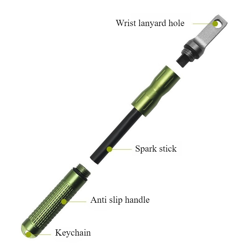 Fire Starting Kit - Tragbarer Wasserdichter Feuerstein-Notfall-Feuerstarter Multifunktionales Outdoor-Camping-Equipment Feuerstab-Werkzeug