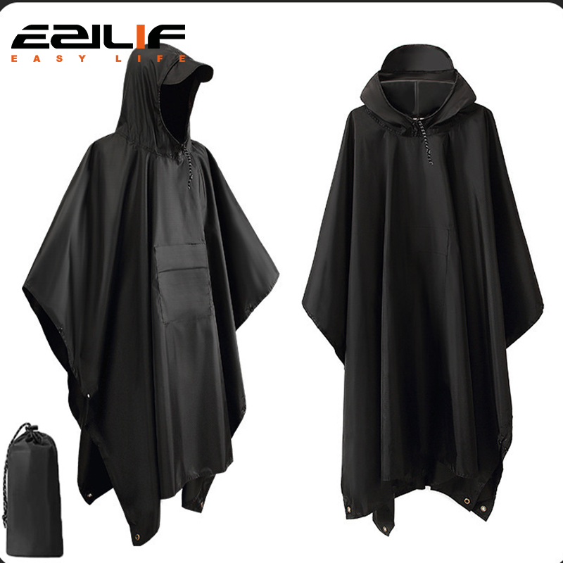 Emergency Poncho Rain - 3-in-1 Outdoor-Militär-Regenmantel mit Kapuze und Ärmeln,