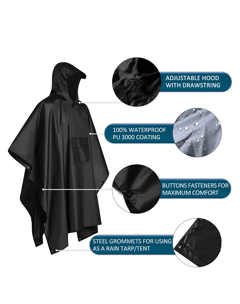 Emergency Poncho Rain - 2026 Für Camping und Wandern 3-in-1