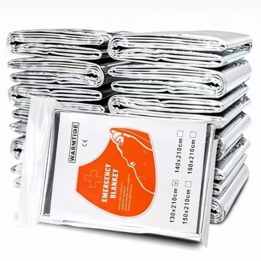 Emergency Mylar Tent - Mylar Thermische Notfalldecke, Silberfolien-Überlebensdecke, Wärmespeichernde Erste-Hilfe-Decke